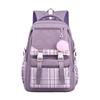 Studentský batoh s plyšovým přívěskem s kuličkou, více přihrádkami, velká kapacita, kostkovaný potisk, voděodolný, školní