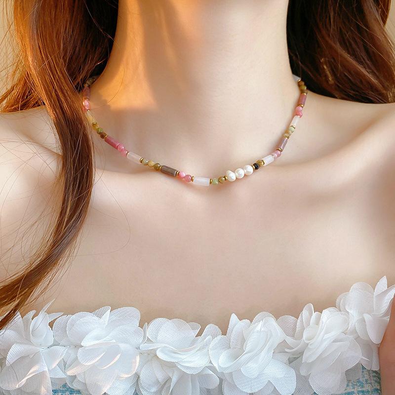 Stone Pearl Butterfly Necklace Fashion Retro Premium Clavicle Chain Personality Ethnic Style Jewelry