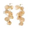 Boho Vintage Big Flower Petal Long Tassel Drop Earrings for Women 2025 Trend Gold Color Hanging Piercing Earrings Wed Jewelry