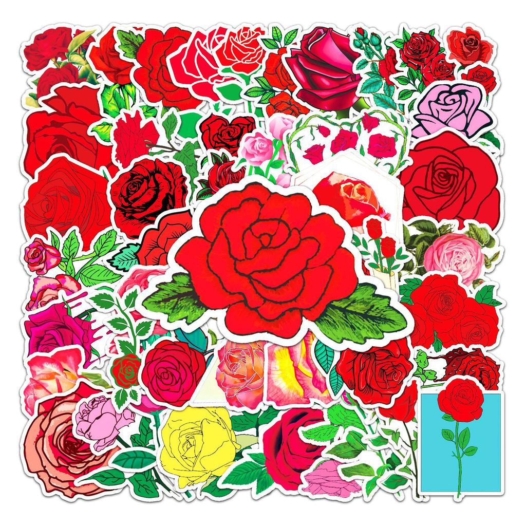 50 Rosen Doodle Persönlichkeit Kleine Frische Pflanze Blumen DIY Skateboard Koffer Aufkleber Wasserdicht