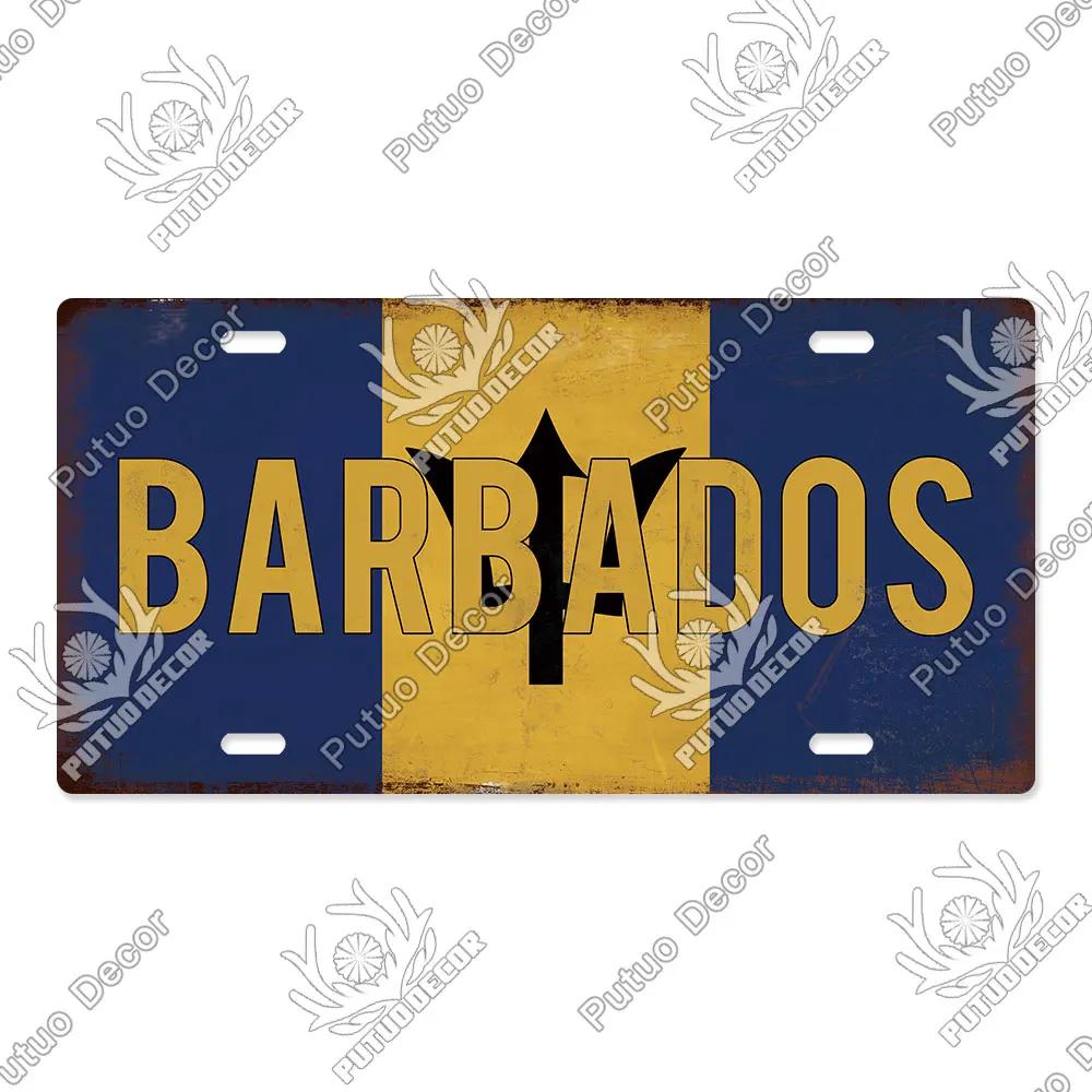 Putuo Decor National Flag Metal Sign Licenses Plate Plaque Metal Vintage for Garage Bar Pub Living Room Kitchen Wall Decoration