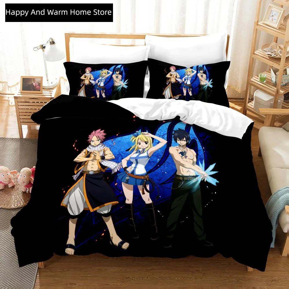 3D Print Anime Fairy Tail Logo Natsu Beding Set Young Boys Young Girls Twin Quen Sized Dimensions Soft Duvet Cover Pilowcase Bed Young Boys Adult
