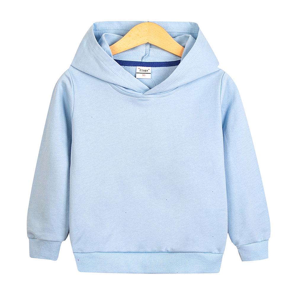 Autumn/Winter Solid Color Hooded Sweatshirt for Kids, Casual Top/Outerwear, Custom Patterns Available