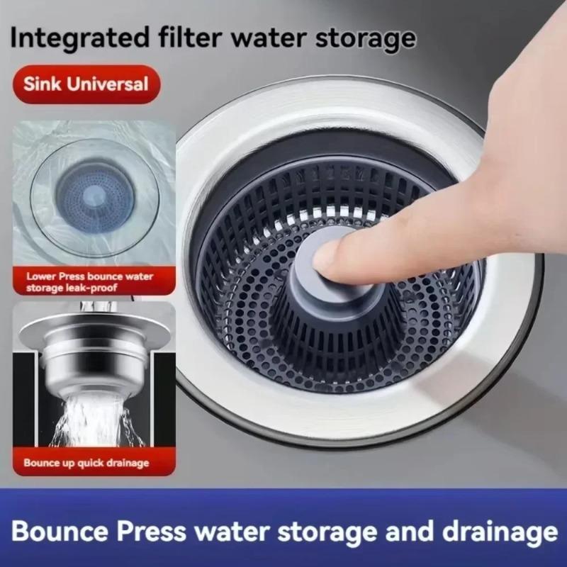 Stainless Steel Kitchen Sink Filter - Anti Clogging, Easy To Clean, Leak Proof 3.5-inch Drain Pipe