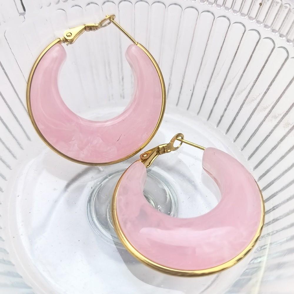 

Waterproof Huggie Earrings for Women Geometric Lovely Wedding Jewelry New Round Eardrop розовый