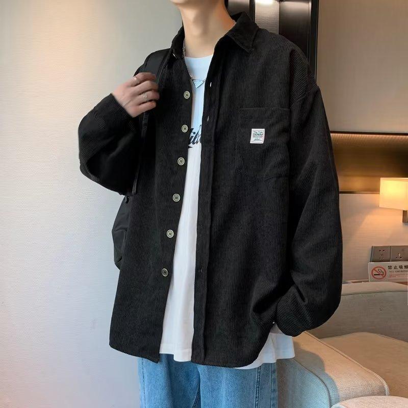 Corduroy Long-Sleeved Shirt Men's Spring and Autumn Fashion Brand Ins Korean Style Loose-Fitting Blouse Fashion Shirt Easy Matching