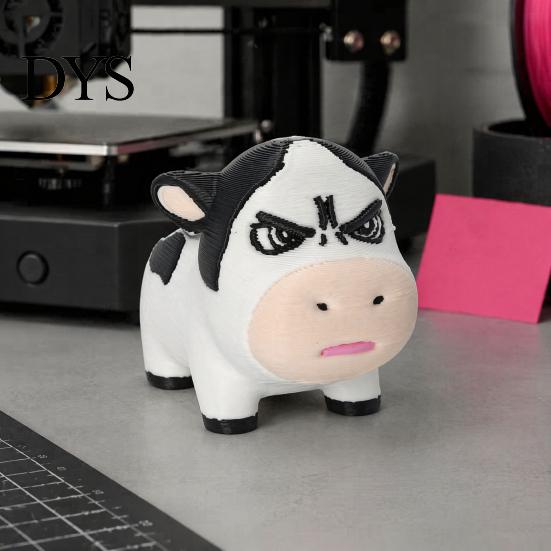 3D Printed Cow Toy Dairy Figurine, Cartoon Cattle Statue for Desk Decor, Figurine Mini Sculpture Home Office, Gift Animal Lovers Accessory