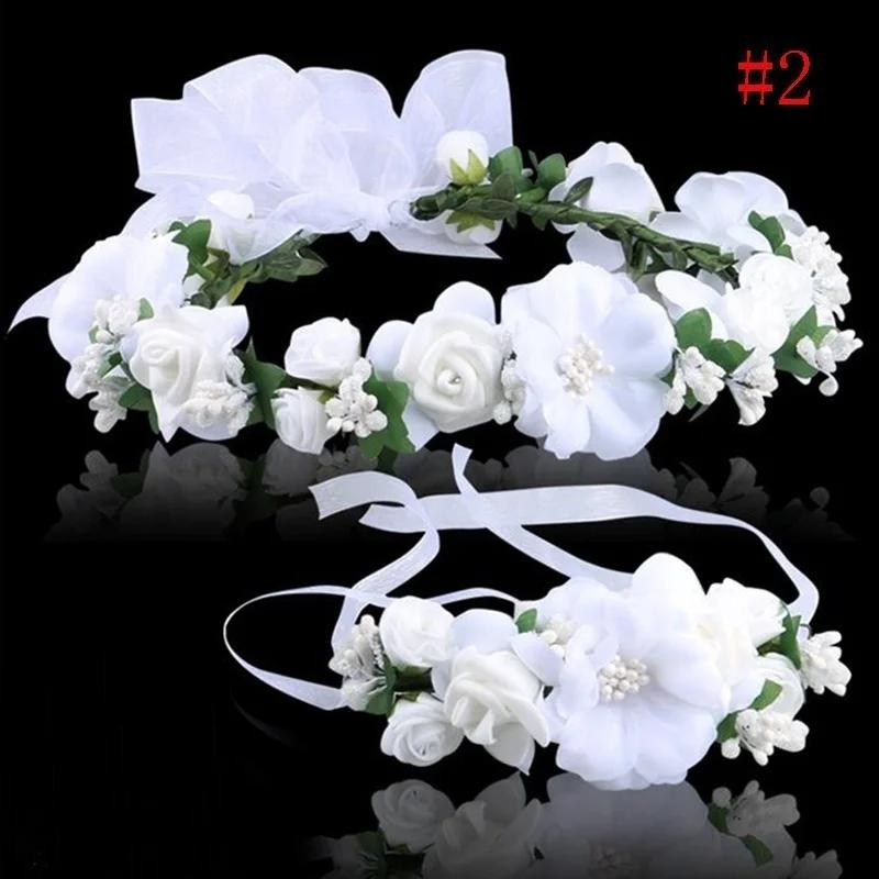 Decoração de Festa de Casamento Decoração de Cabelo Guirlanda de Flores Boho Headband Festival Coroa Floral Casamento Madrinha Baile de Formatura Praia