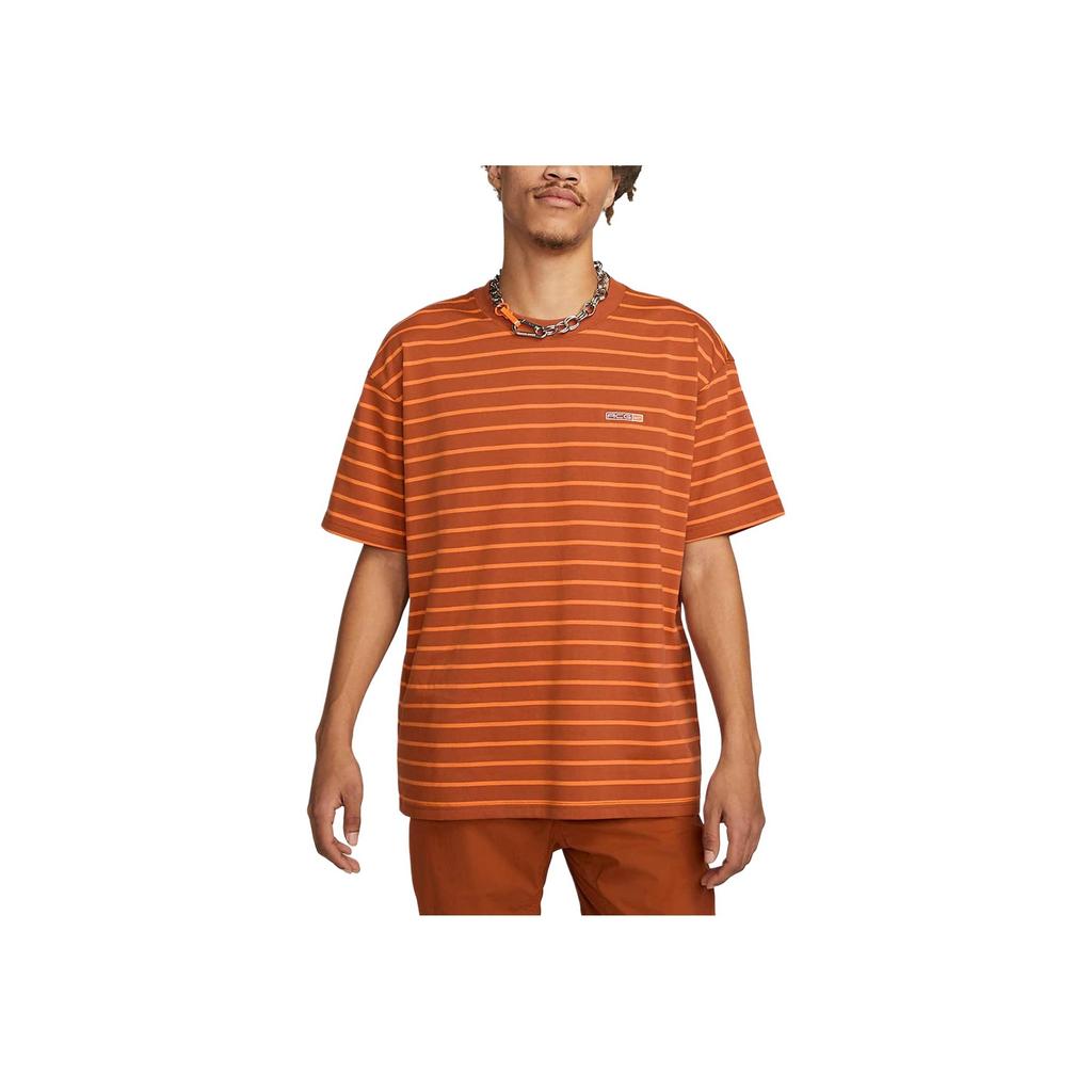 Nike Striped Round Neck Casual Short Sleeve T-Shirt Men Tops Orange FB8130-246