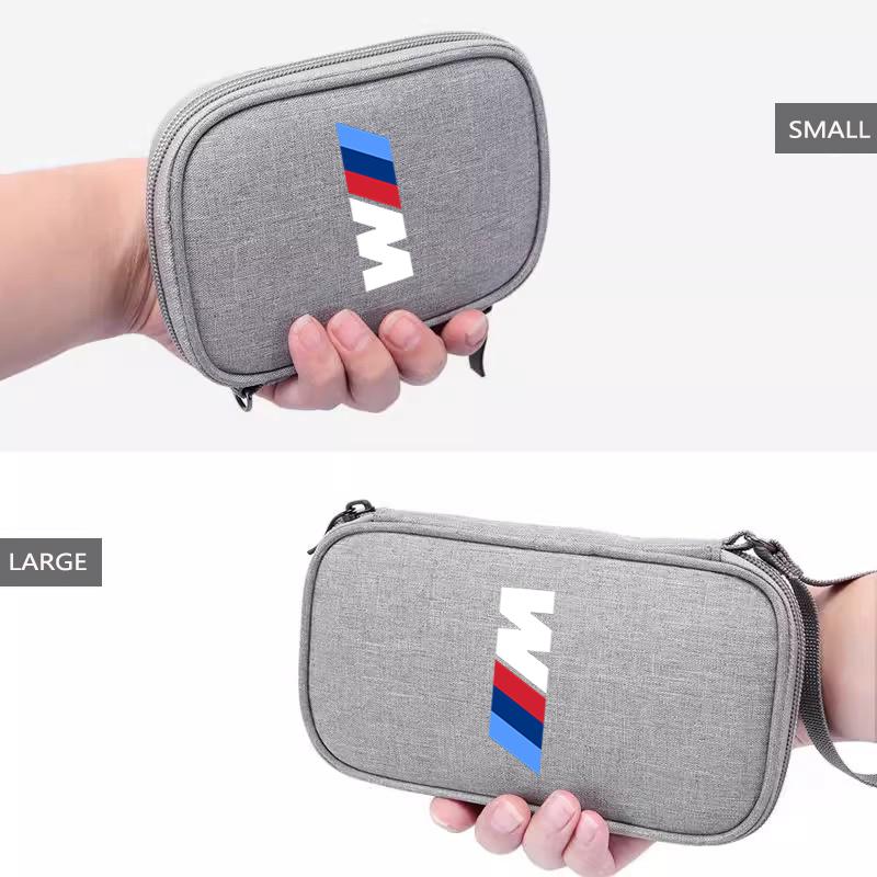 KYLZ4 Portable Waterproof Car USB Cable Storage Bag Multi-Function Auto Organizer Accessories For BMW M Series M3 M5 X1 X3 X5 X6 E90