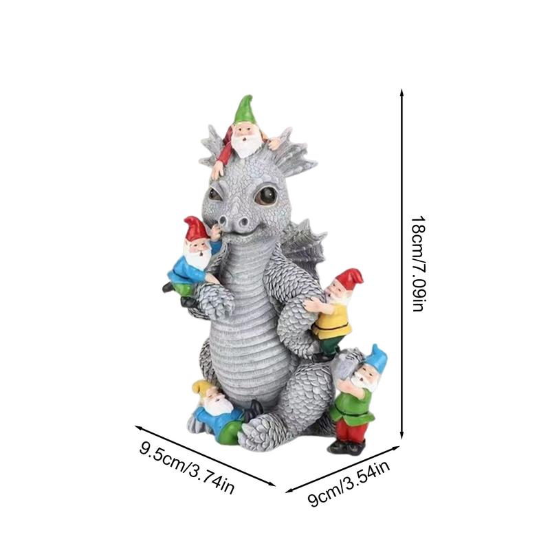 Dragon Gnome Statues Dragon Figurines Resin Animal Dragon Statues Outdoor Statue Gnome Garden Decor Spring Decorations For home