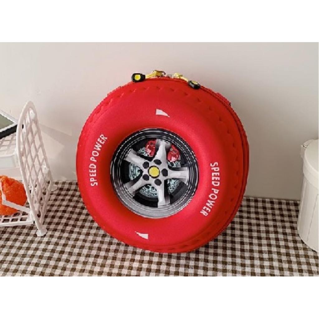 King's Arm Tire-Shaped Backpack for Kids, Baby Backpack, Kids' Bag, Car Design Bag, Car Bag, Boys' Lightweight Toddler Bag (Red)