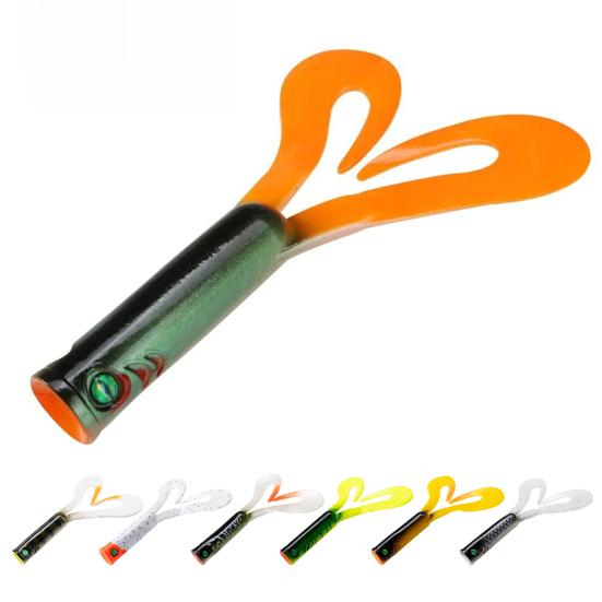 14.5CM/21.7G Double Curly Tail Soft Lure Long Casting PVC Bionic Artificial Swimbait Freshwater Saltwater Trout Bass Fishing Accessories