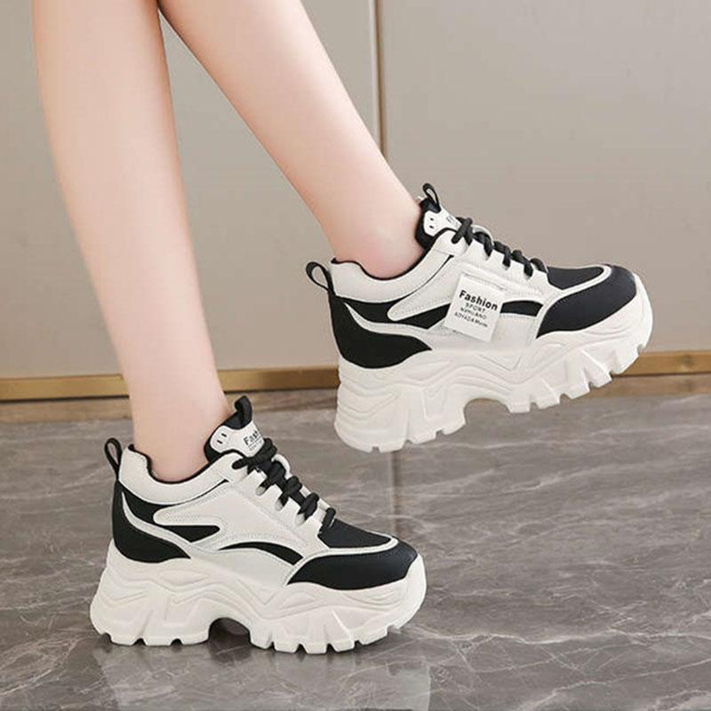Fashion Fashion 2025 Spring Autumn Platform Sneakers Women Shoes Korean Lace Up Chunky Sneakers Mixed Color Women's Vulcanize Shoes