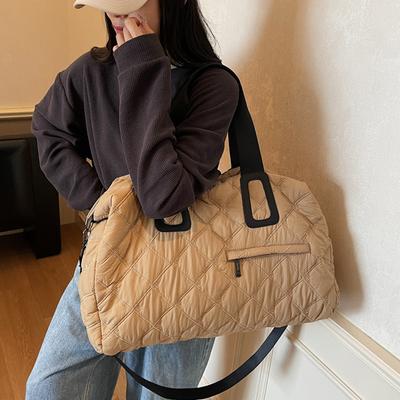 Large Capacity Cotton Clothing Bag, Women's New Trendy Shoulder Bag, Casual Hand-held Tote Bag, Travel Bag