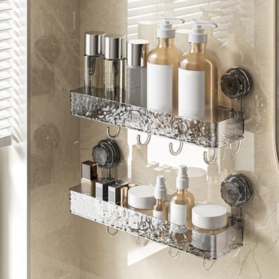 Shower Caddy Suction Cup Storage Rack Large Capacity Strong Load-bearing Easy To Install Adjustable Bottom Drainage Clear Corner Shelf