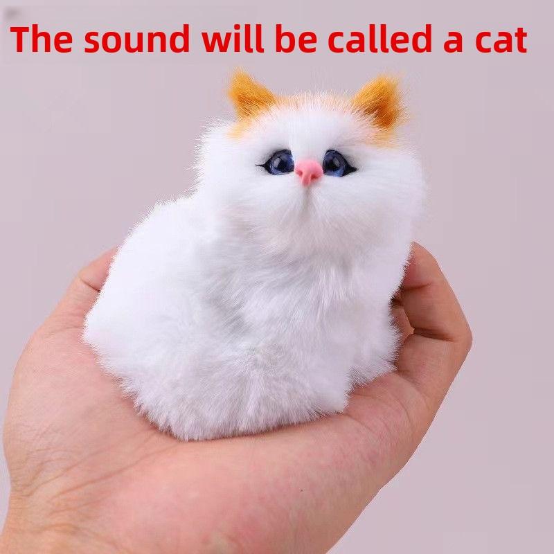 Realistická mňoukající plyšová kočka pro děti a domácí dekoraci