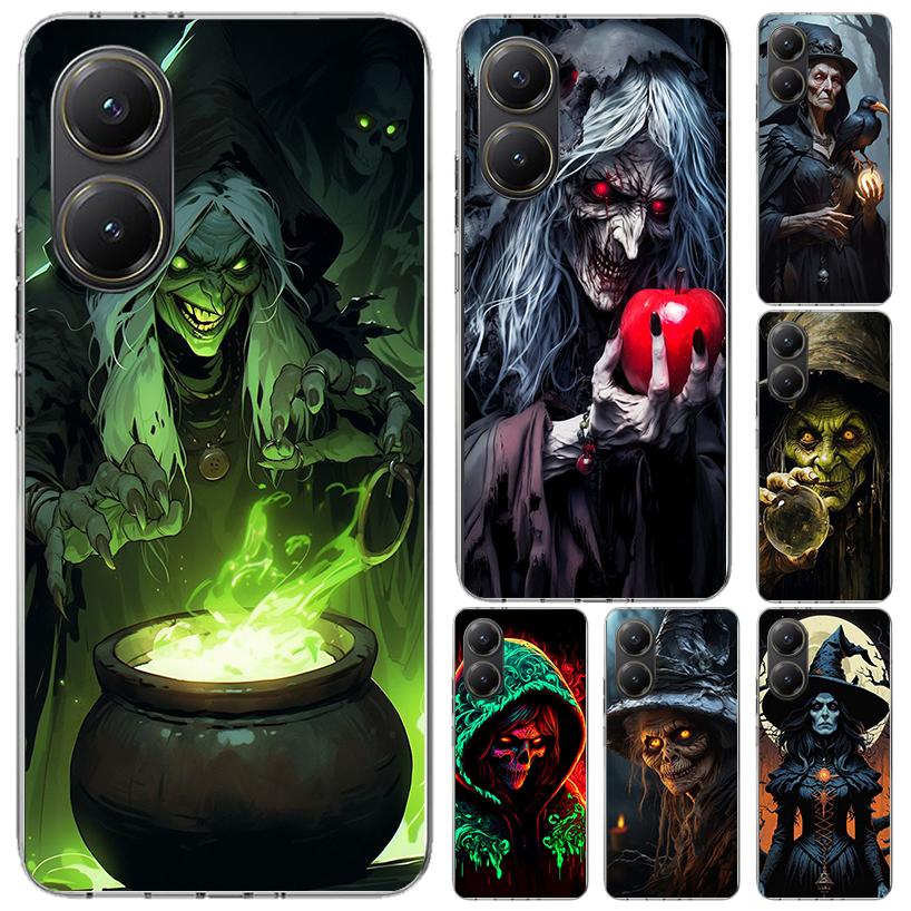 Halloween Moon Witch Horror Phone Case for Xiaomi Poco X5 X6 X7 Pro F7 Ultra M7 Redmi 15 15C 13 13C 12 12C 10 10A 10C 9 9A 9C 9T