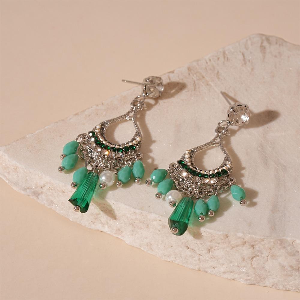 Hollow Water Drop Bohemian Crystal Earrings Zinc Zinc Alloy Crystal Earrings Pendant  Summer Party