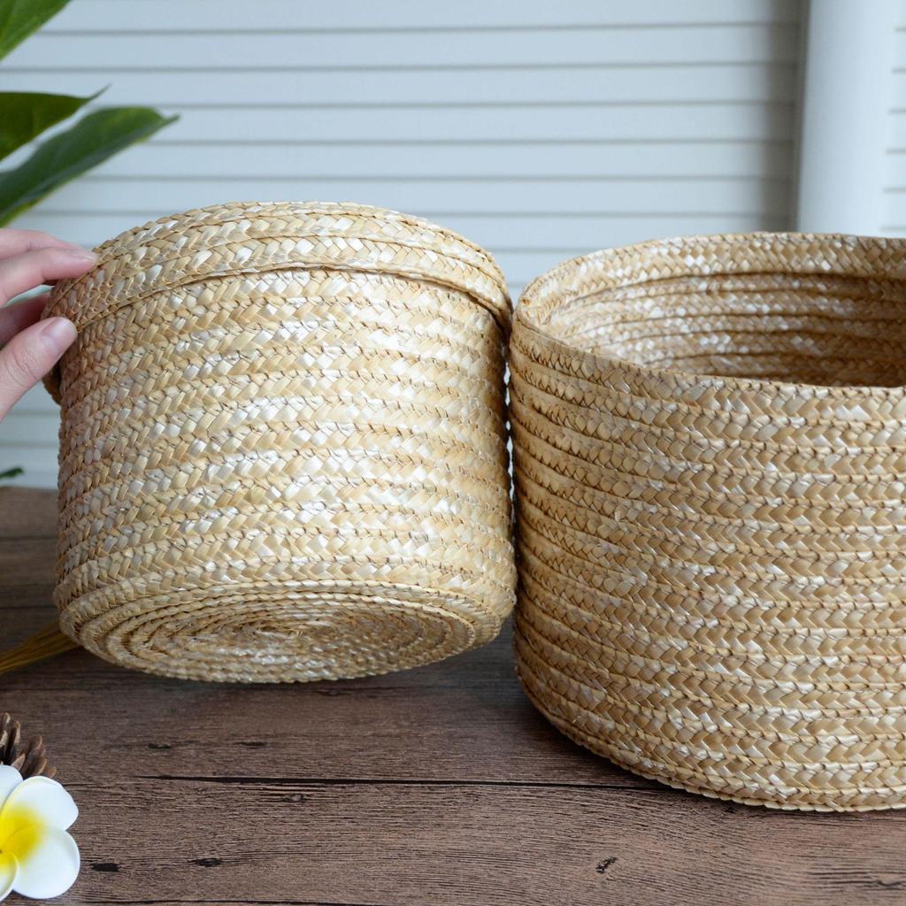 Woven Straw Storage Basket for Toys, Desktop Organizing, Cosmetics, or Gifts