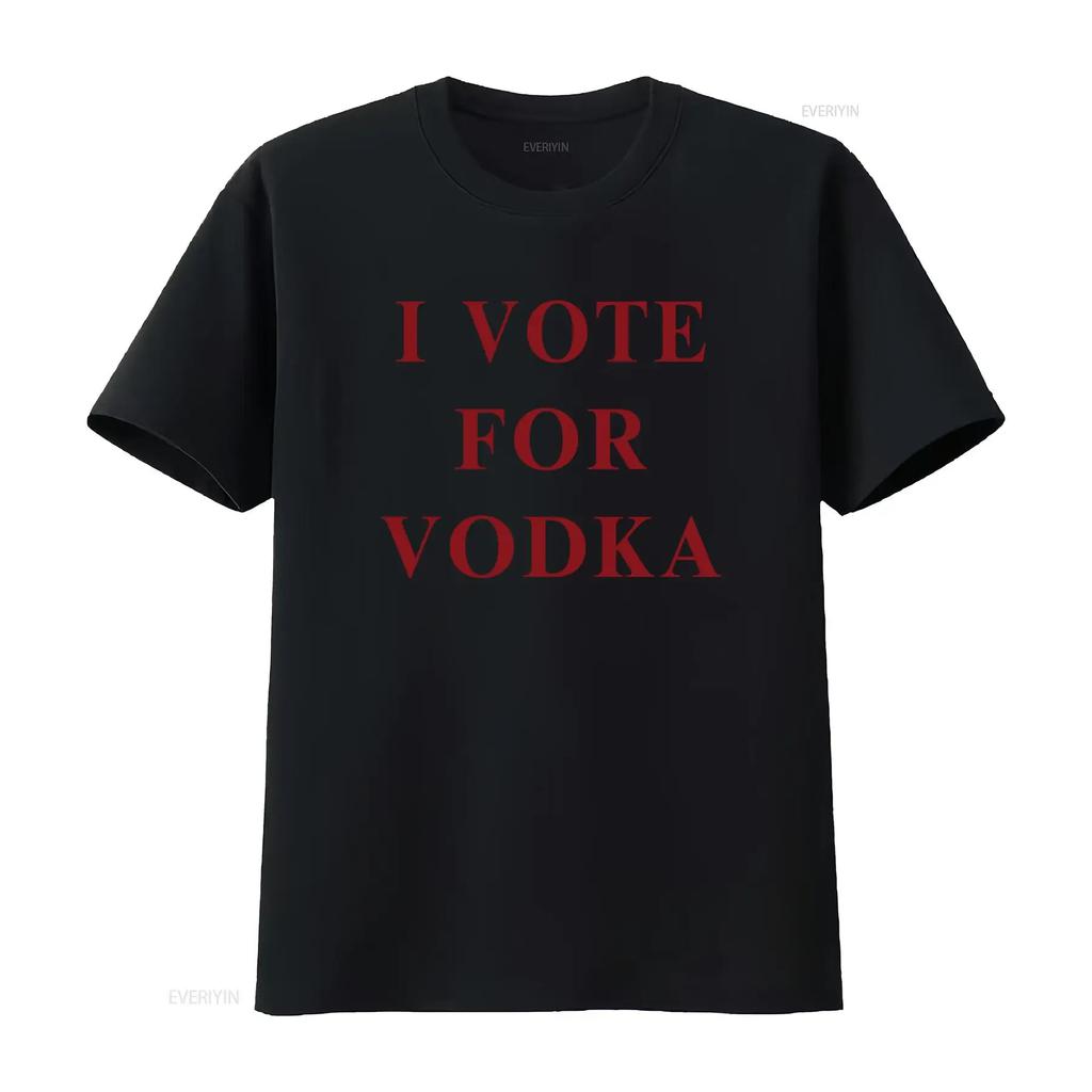 Funny I Vote For Vodka T Shirt Perfect Lovers and Political Humor Fans Vintage Washed Top For Everyday Wear Breathable Unisex