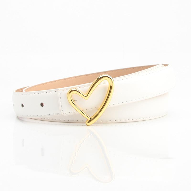 Stylish Womens Belt With Heartdesigned Metal Buckle And Embossed Faux Leather