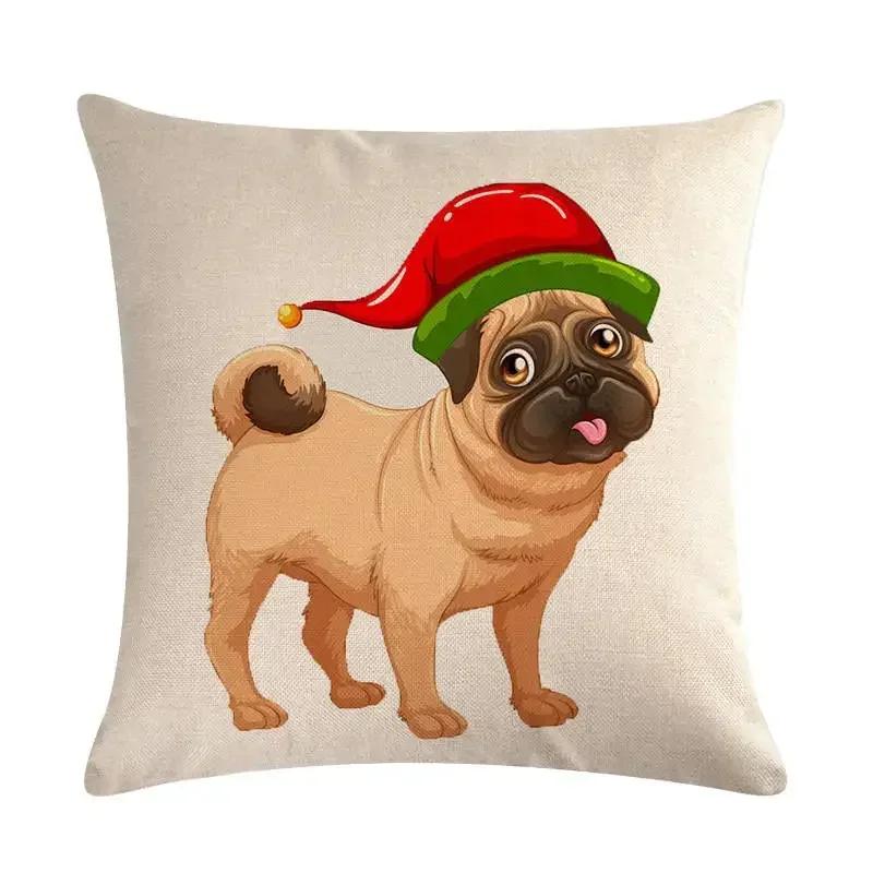 Lovely Pet Dog Linen Pillowcase Furniture Living Room Sofa Decoration Pillowcase Bedroom Car Seat Cushion Cover 45*45Cm