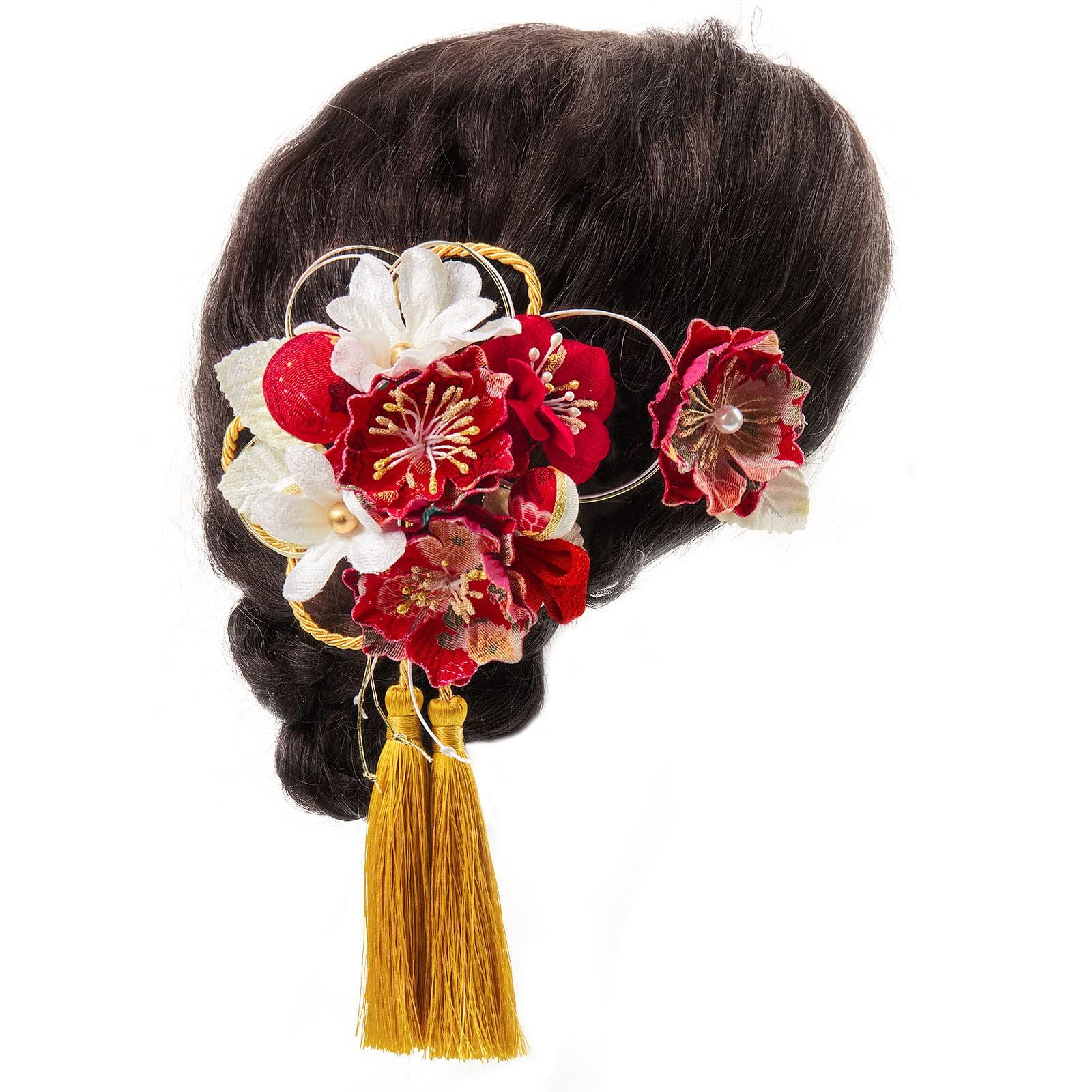 

OTAKUMARKET Hair Ornament Set for Hair Hair 3 Colors 2-Piece Coming-of-Age Ceremonies, Furisode, Shichi-Go-San, Hakama, Kimono, Graduation, Yukata,