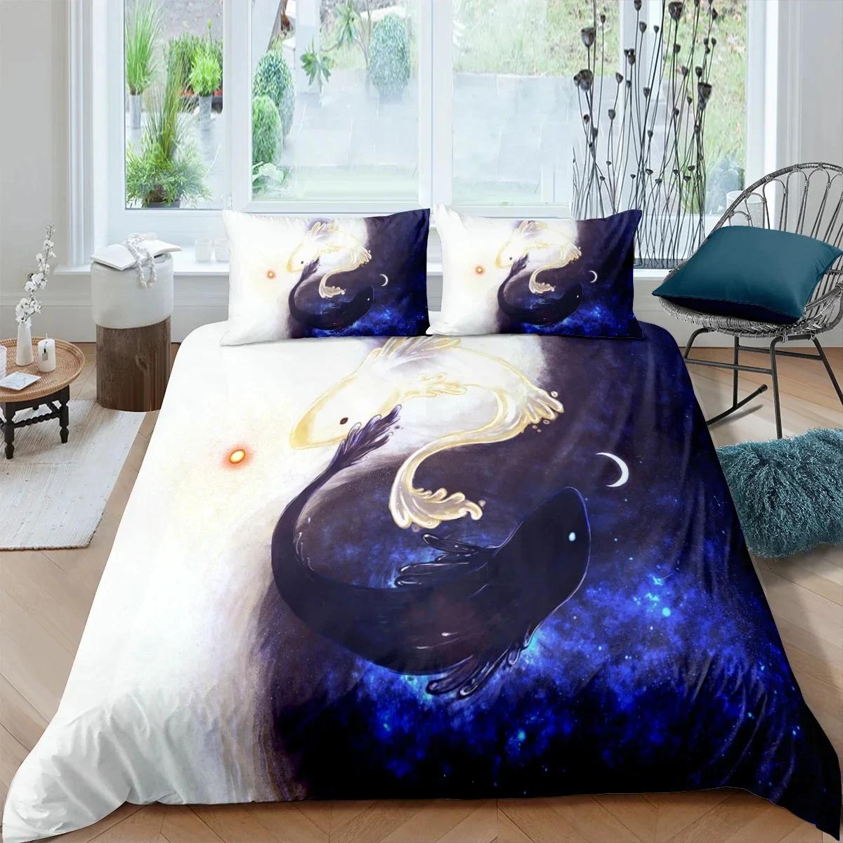 

Yin Yang Duvet Cover Set Tiger And Dragon Comforter Cover Set Traditional Gossip Pattern Yin Yang Theme Bedding With Pillowcase EU Single(135*200cm)3pcs