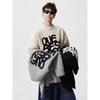 American letter jacquard crew neck sweater men's winter new heavy lazy style knitted sweater high street casual top
