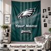 Wall Hanging Tapestry With Custom Name & Text, Philadelphia Eagles Decorative Tapestry For Bedroom