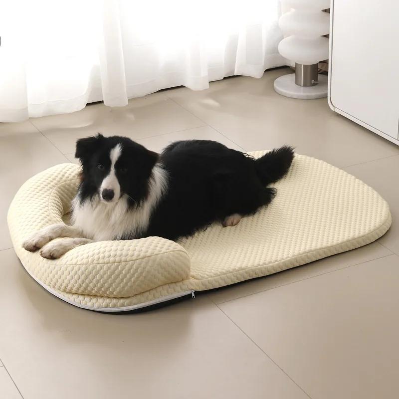 Kühlendes Sommer-Hundebett, Eisseide, kühlende Haustiermatte, Schaumstoff, Schlafsofa, Zwinger, abnehmbares Sommer-Hundebett aus kühlendem Stoff, Haustierkissen