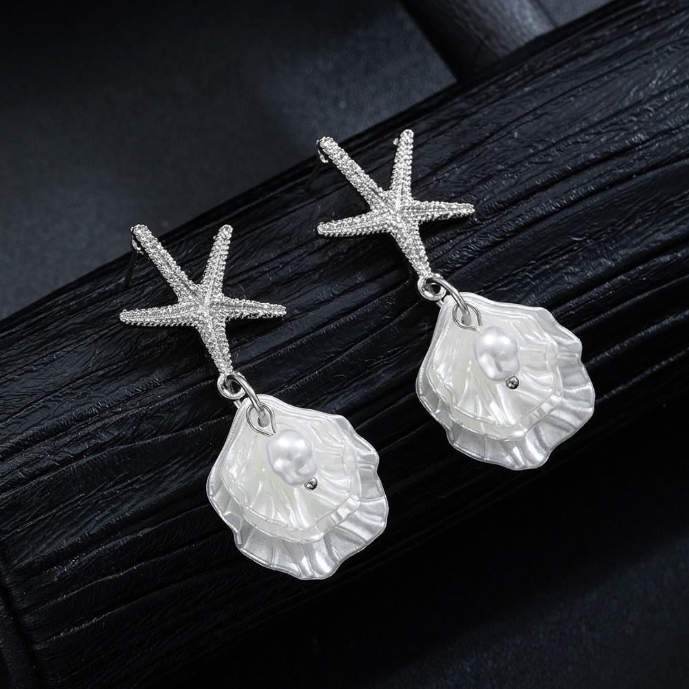 Tassel Beach Style Earrings Zinc Zinc Zinc Alloy Starfish Pendant Earrings Shell Dangle Earrings Party