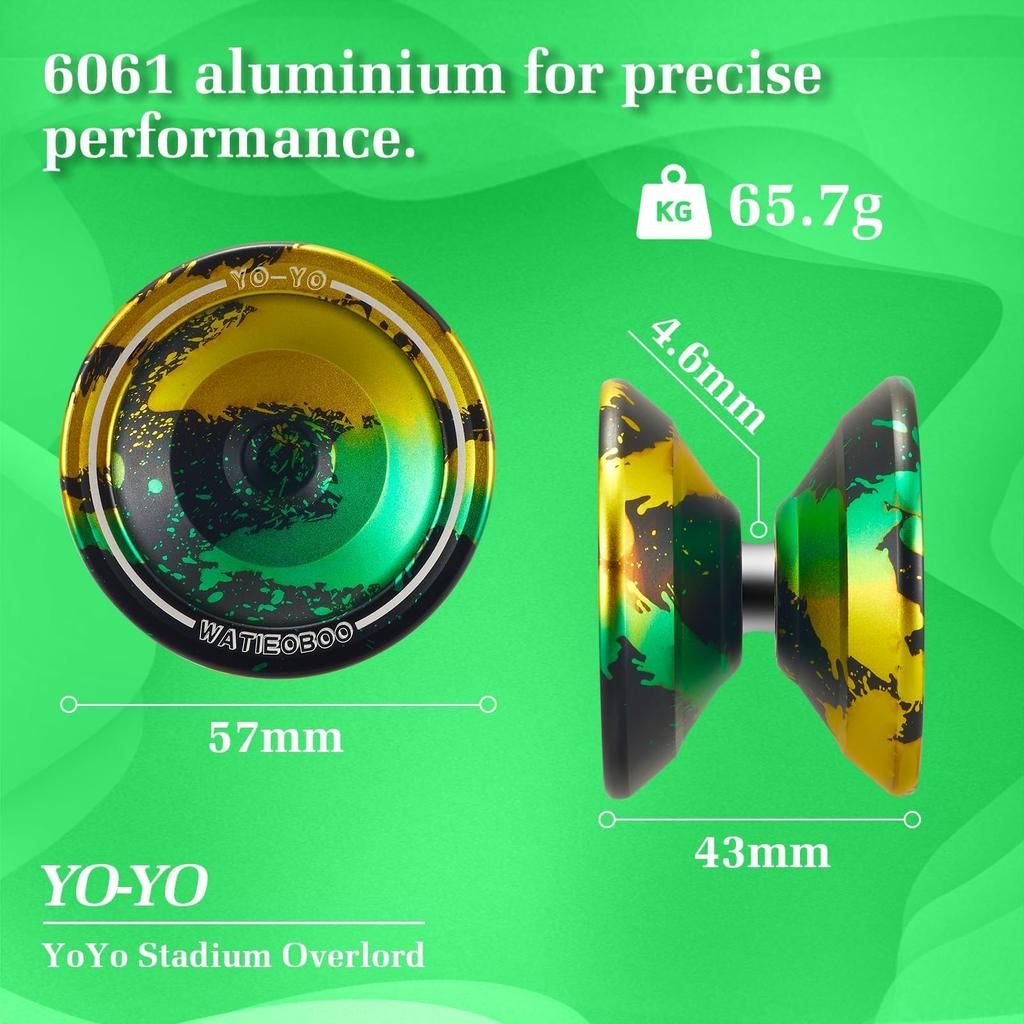 WATIEOBOO Yoyo Responsive for Professional for Professional Metal Trick with Bearing 10 and Gloves Yo-Yo Beginners, Non-Responsive Yo-Yo Adults, Yo-Yo