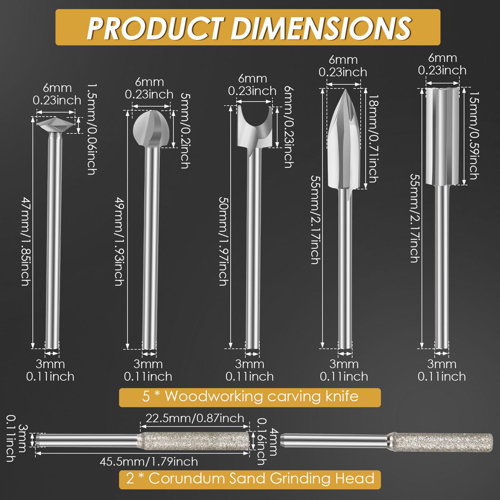 

Wood Carving Drill Bits Set for Dremel Rotary Tool with 0.11” Shank for DIY Carving Drilling Micro Sculpture Wood Carving