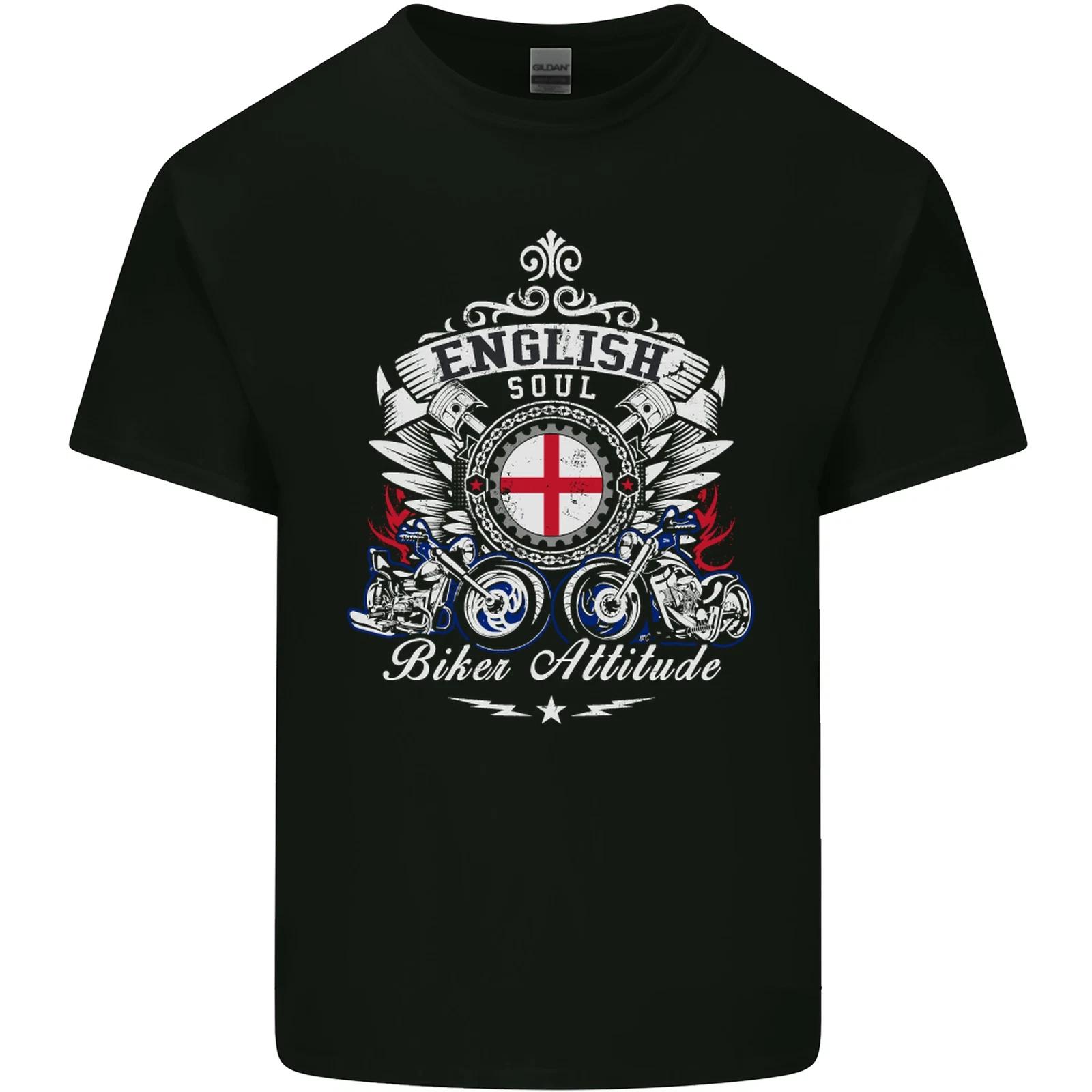 English Soul Biker Attitude Bike Motorcycle Kids T-Shirt Childrens 2XL