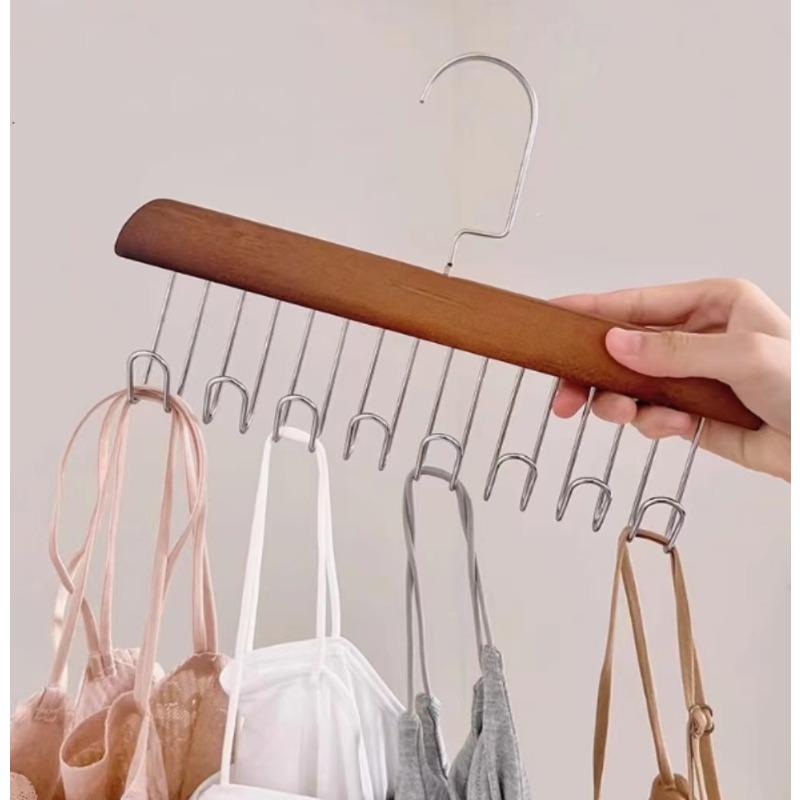 Multi-functional Hanger Hook Underwear Hanger Tie Bag Home Bedroom Wardrobe and Storage Device Natural wood color1pc 514₽