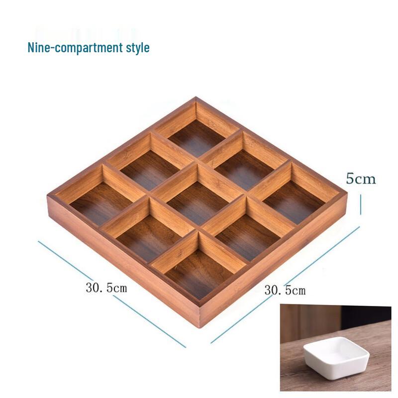 Nine-Compartment Bamboo Serving Platter