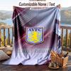 Flannel Blanket Aston Villa Print Custom Name Text Soft Throw for Sofa Bed