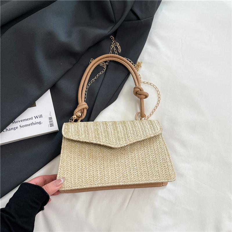 

Solid color texture, foreign style shoulder messenger bag 2025 woven commuter small square bag, popular women s commuter small bag this year хаки