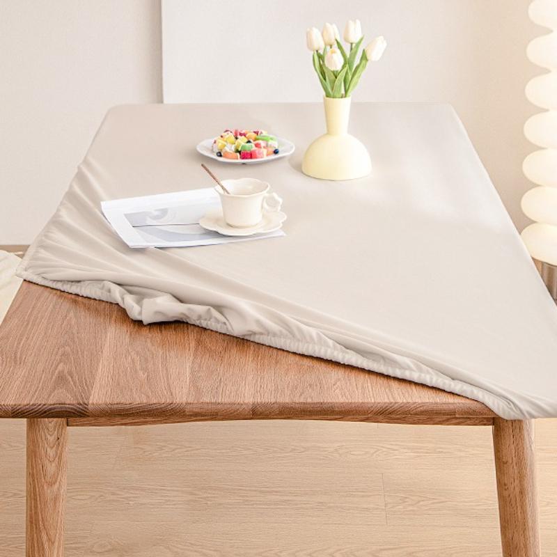 Fully Wrapped Elastic Tablecloth Heat-resistant Waterproof Oil Proof Table Cloth Dining Table Protection Pad Scratch Resistant Wear-resistant Placemat