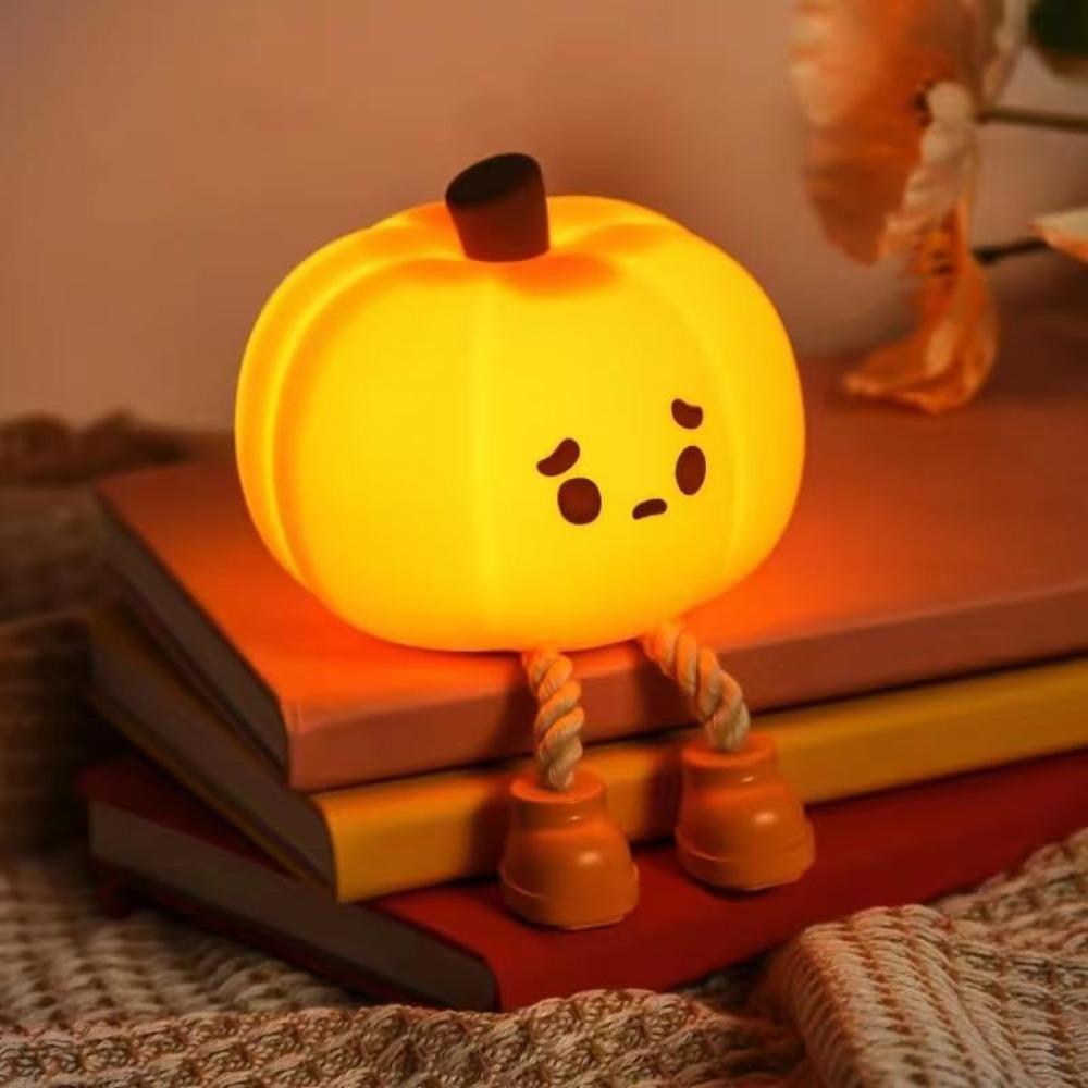 Pumpkin LED Lamp Silicone Dimmable Bedroom Nursery Nightlight Rechargeable Bedside Touch Lamp Woman Kids Office Desk Birthday Gifts Halloween Decor