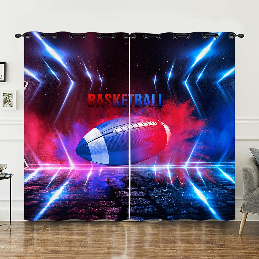 Curtains Bedroom Curtains Digital Printing Sports Blackout Curtain Cloth No Punching