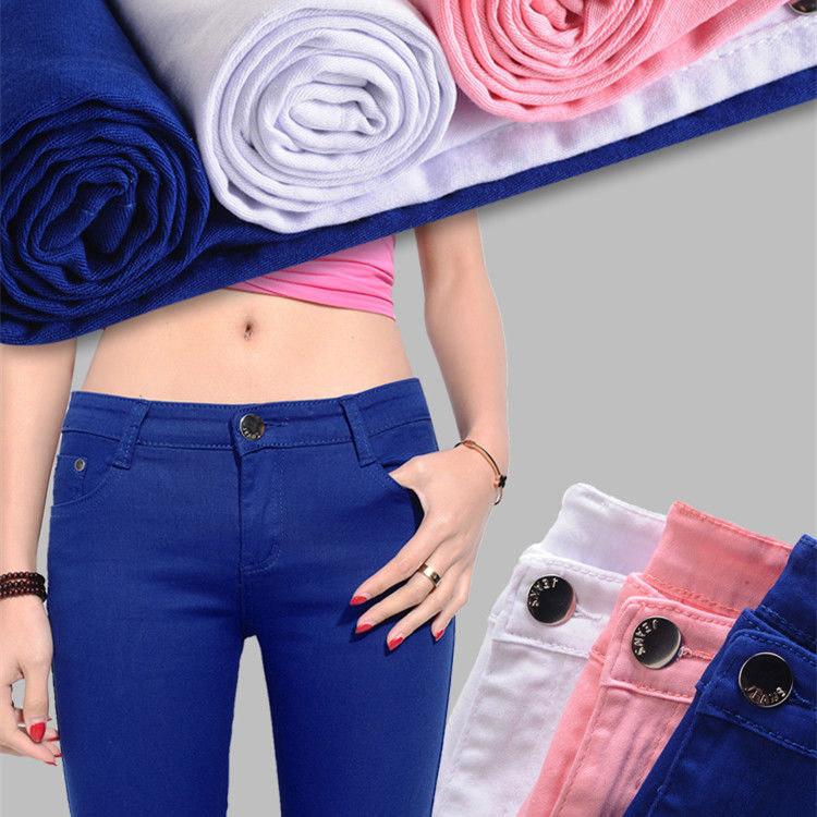 Women Ladies Pencil Pants Summer Pockets Button Skinny Calf Length Pants Casual Stretch 3/4 Trousers Plus Size Female Capris