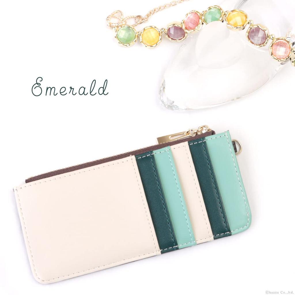 Clelia Women's Mini Wallet, Small, Slim Wallet with Fragment Case, Bellezza Series [CL-11412] (Emerald)