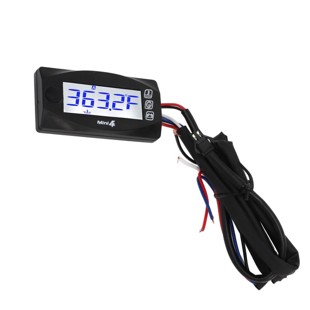 Motorcycle Blue Lighting LCD Water Temperature Gauge Meter 3 Way Connector Wiring Harness Thermometer Kit 16mm 0.63in