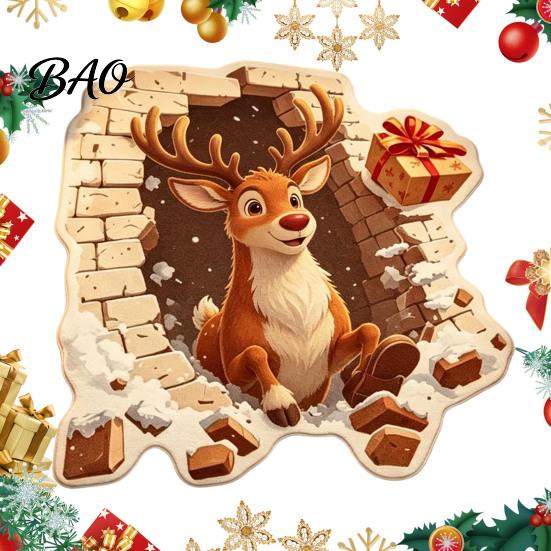 Soft Imitation Cashmere Rug Christmas Entrance Mat, Santa Claus Entryway Rug, Non-Slip Indoor Decoration for Kitchen Bathroom Home Xmas Holiday Decor