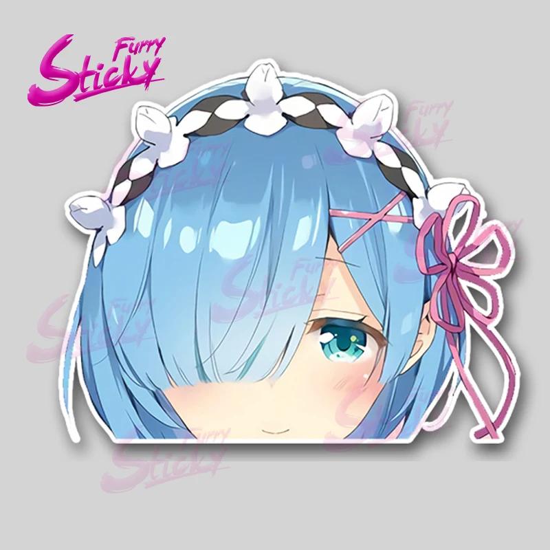 Rem Ram Peeking Anime Sticker Car Accessories Vinyl Car Stickers - Waterproof Decals For Cars Trucks Suvs Window Bumper Laptop