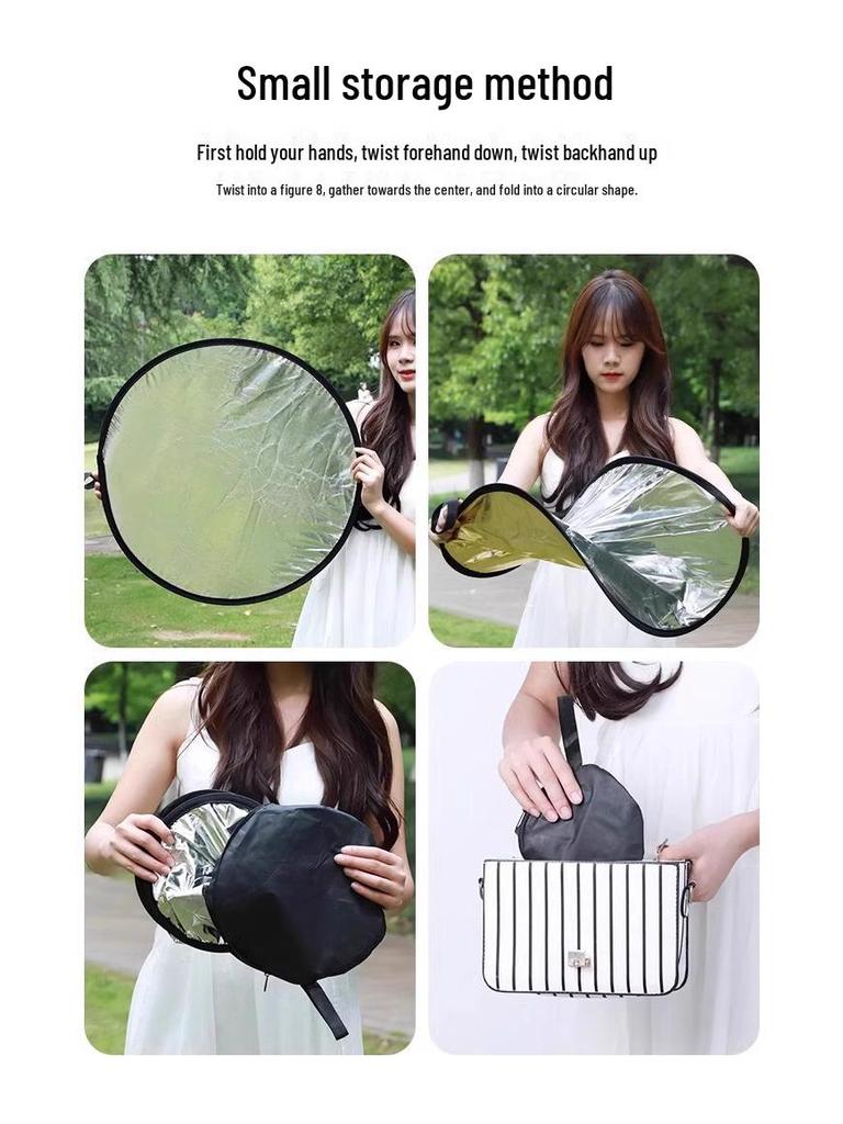 Portable Mini Reflector: 4-in-1 Folding Photo Light Diffuser for Outdoor Photography