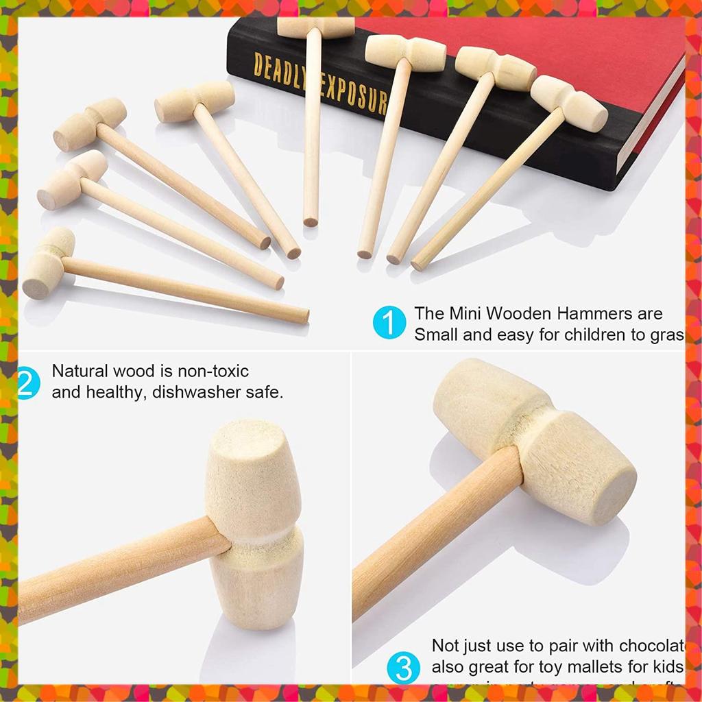 Promotion! 20Pcs Wood Hammers, Wooden Hammer For Chocolate, Multi-Purpose Solid Natural Mini Wooden Hammer For Seafood Crab Lobs